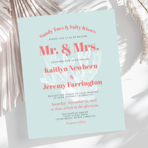 Papier Budget Aqua Coral Beach Invitation de mariage