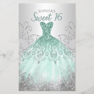 Papier Budget Aqua Dress Sweet 16 Invitation
