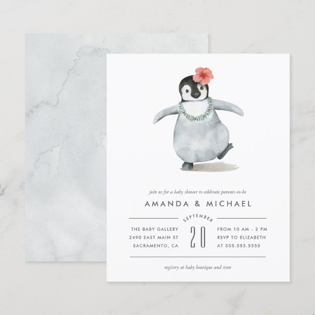 Papier Budget Aquarelle Bébé fille Baby shower de pingoui (Devant / Derrière)