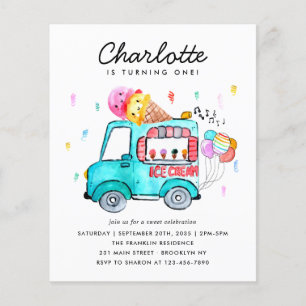 Papier Budget Aquarelle Camion Balloon Crème de glace Ann