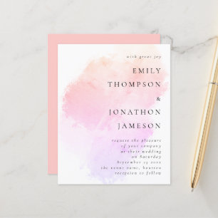 Papier Budget Aquarelle Corail rose Faire-part de mariage