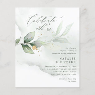 Papier budget Aquarelle eucalyptus sauge mariage vert