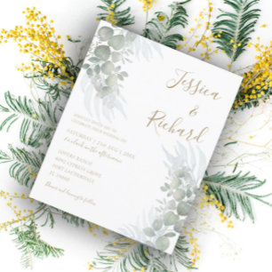 Papier Budget Aquarelle Eucalyputus Sage Mariage vert