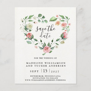Papier Budget Aquarelle Floral Rose Coeur Enregistrer la 