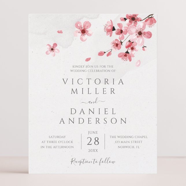 Papier Budget Aquarelle Florale Cerisier Fleur Mariage (Créateur téléchargé)