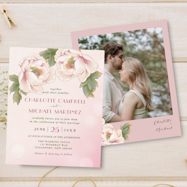 Papier BUDGET Aquarelle Florale photo mariage invite (Créateur téléchargé)