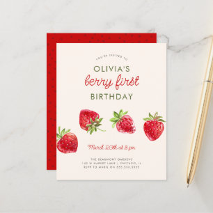 Papier Budget Aquarelle Fraise Berry Premier anniversaire