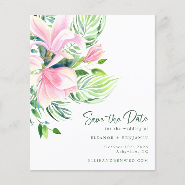 Papier Budget Aquarelle Magnolia Fleurs rose Date de sauv (Devant)