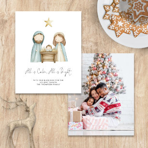 Papier Budget Aquarelle Nativité Scène Tout Est Calme Pho