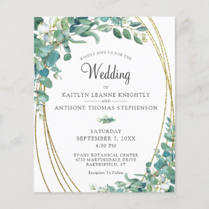 Papier Budget Aquarelle Verdure Faire-part de mariage Or
