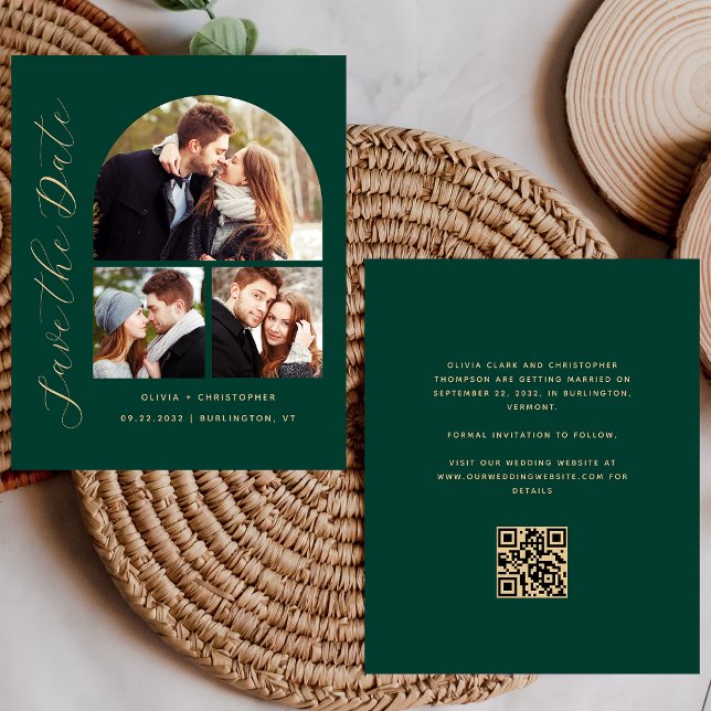 Papier Budget Arch 3-Photo vert QR Code Enregistrer la da (Créateur téléchargé)