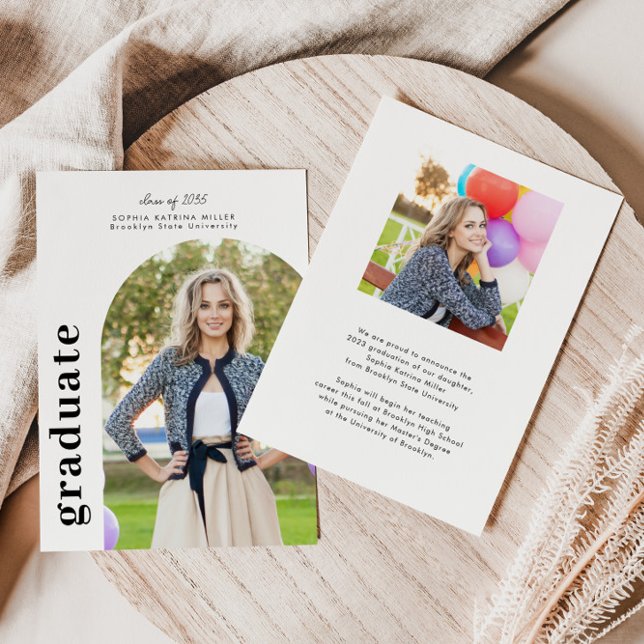 Papier Budget Arch Graduate Photo Graduate Faire-part (Créateur téléchargé)