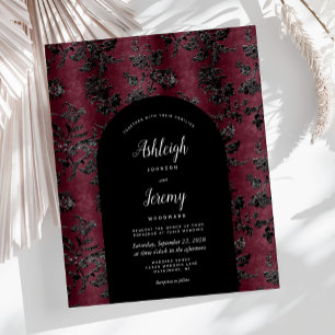Papier Budget Arch Moody Bourgogne Black Mariage damassé