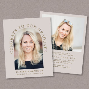 Papier Budget Arch Photo Cream Graduation Party Invitatio
