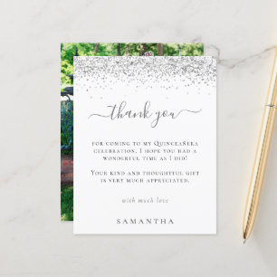 Papier Budget Argent Paillettes Photo Quinceanera Remerci