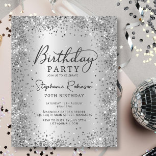 Papier Budget Argent Parties scintillant Métal 70e annive