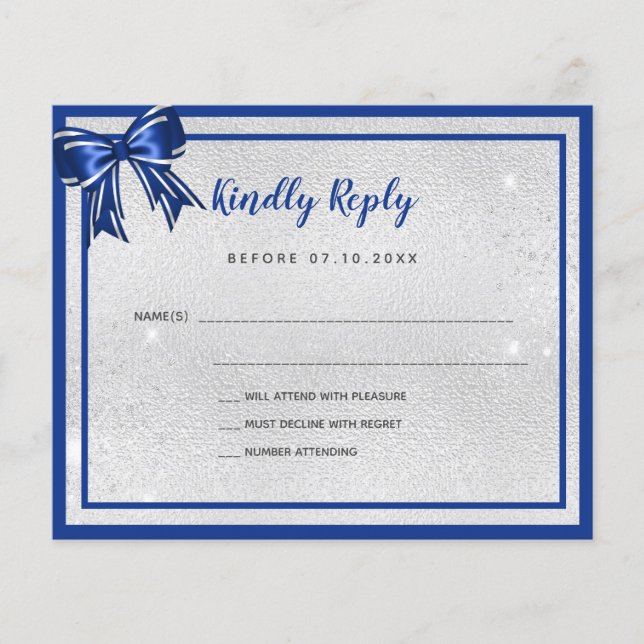 Papier Budget argent royal bleu élégant nœud papillon mar (Devant)