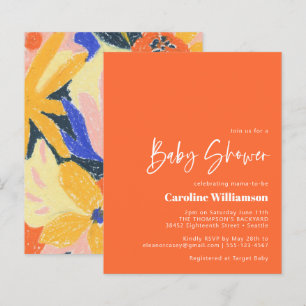 Papier Budget Artsy Abstrait Botanical Orange Baby shower
