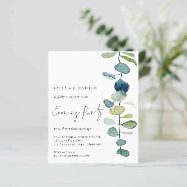 Papier Budget Artsy Eucalyptus Mariage Soirée (Debout devant)