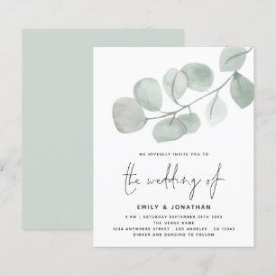 Papier BUDGET Artsy Eucalyptus Script Wedding Invitation