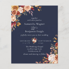 Papier Budget Automne automne Floral Marine Mariage bleu