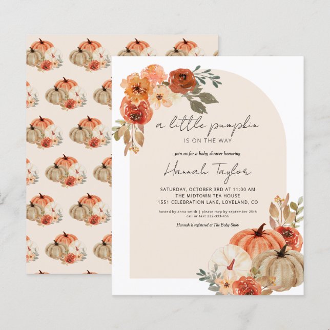 Papier Budget Automne Baby shower Petite invitation Citro (Devant / Derrière)