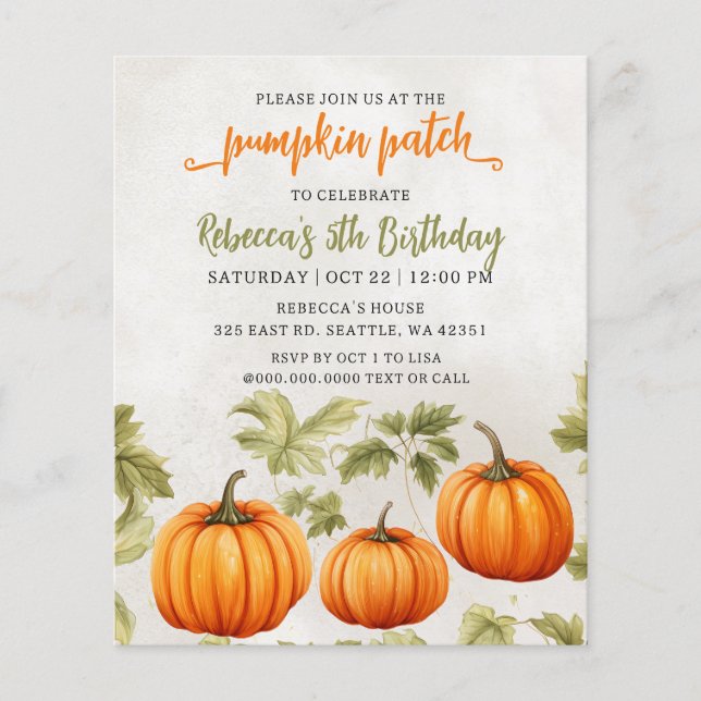 Papier Budget Automne Burnt Orange Citrouille Patch Anniv (Devant)