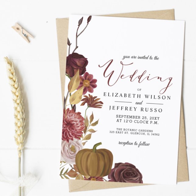 Papier Budget Automne Citrouille  Invitation Mariage (Créateur téléchargé)