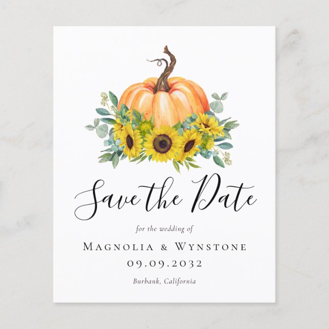Papier BUDGET Automne Citrouille Mariage Enregistrer La D (Devant)