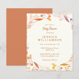 Papier Budget Automne Floral Boho Baby shower Invitation