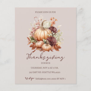 Papier Budget Automne Floral Citrouilles Thanksgiving Inv