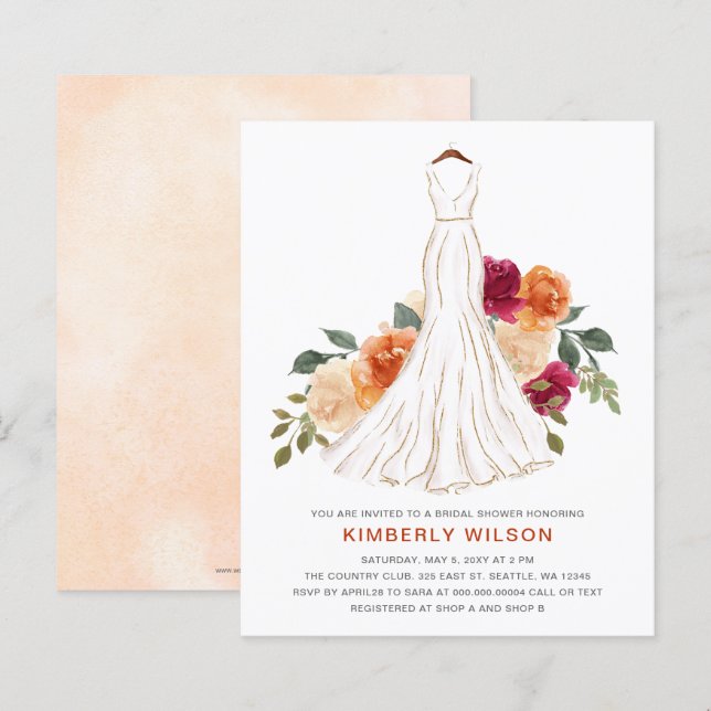 Papier Budget Automne Floral Mariage Fête des mariées rob (Devant / Derrière)
