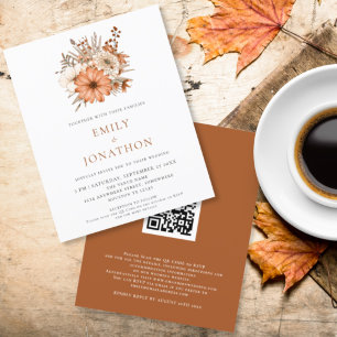 Papier Budget Automne Florals QR Code Mariage Invitation