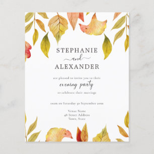 Papier Budget Automne quitte Mariage Soirée Invitation QR