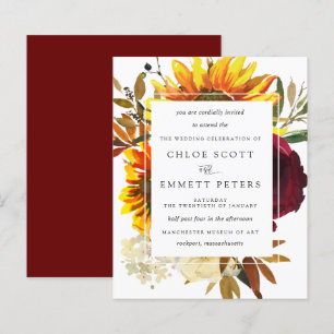 Papier Budget Automne Sunflowers Bourgogne Faire-part de 