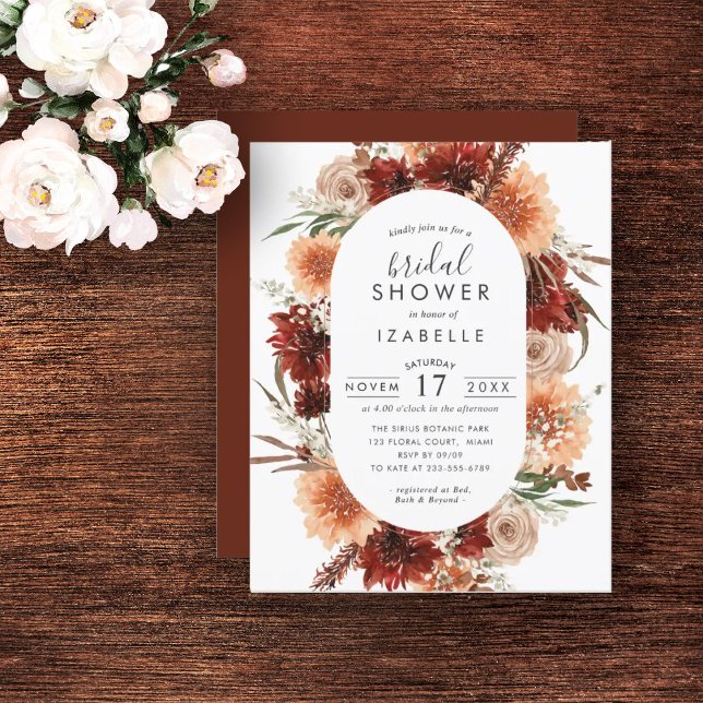 Papier Budget Automne Terracotta Bridal Shower Invitation (Créateur téléchargé)