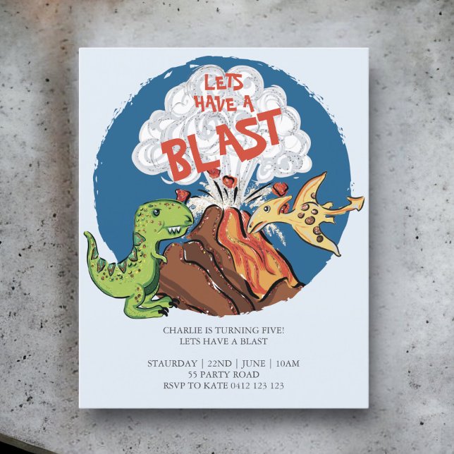 Papier BUDGET Avoir Blast Dinosaur Anniversaire Invitatio (Créateur téléchargé)