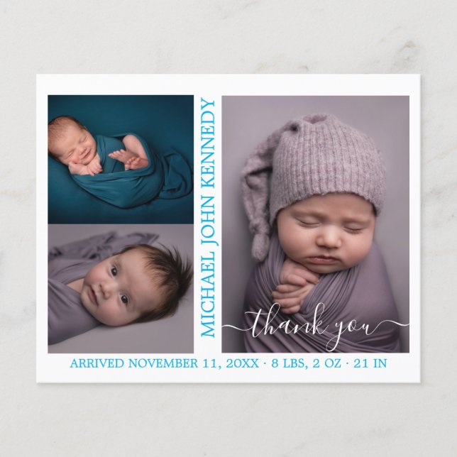 Papier Budget Baby Boy Photo Collage Faire-part de naissa (Devant)