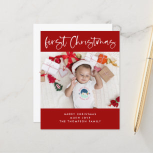 Papier Budget Baby First Christmas Photo Small Flat Card