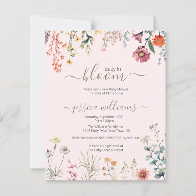 Papier Budget Baby in Bloom Baby shower Fleur sauvage (Devant)