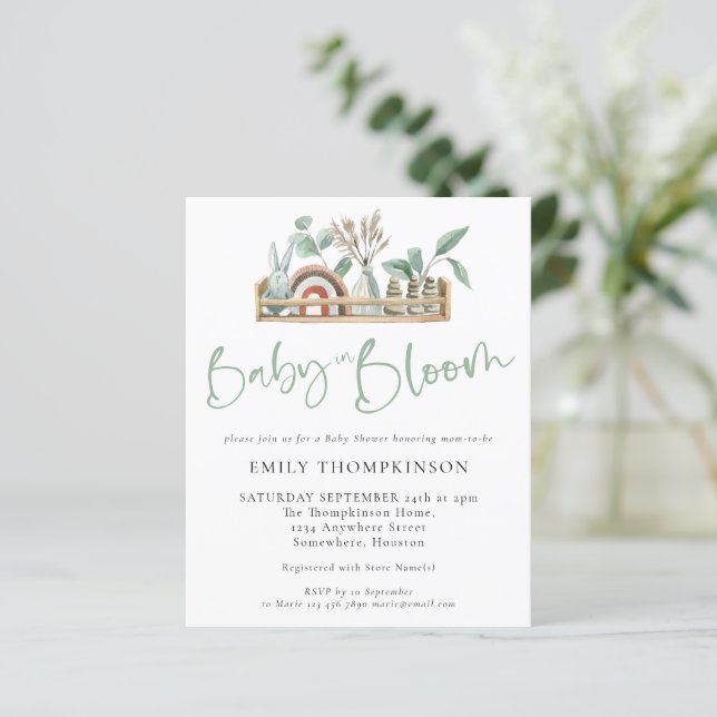 Papier Budget Baby In Bloom Boho Shelf Baby shower Invita (Debout devant)