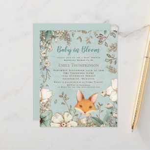 Papier Budget Baby In Bloom Fox Boy Baby shower Invitatio