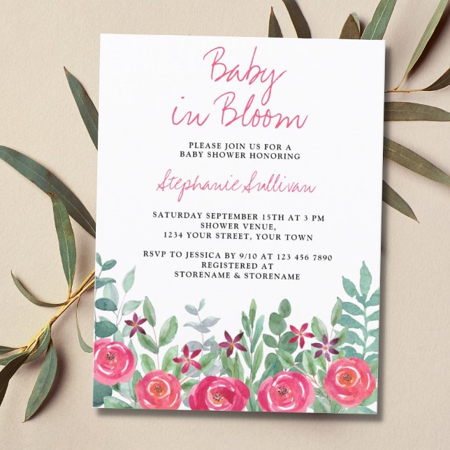 Papier Budget Baby in Bloom Girl's Baby shower Invitation (Créateur téléchargé)