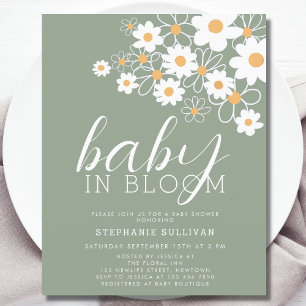Papier Budget Baby In Bloom Green Baby shower Invitation