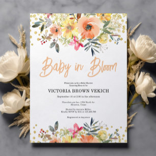 Papier Budget Baby in Bloom Orange Baby shower Invitation