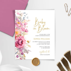 Papier Budget Baby in Bloom Purple Baby shower Invitation