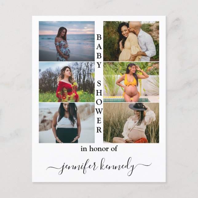 Papier Budget Baby shower 6 Photo Collage Typographie Cut (Devant)