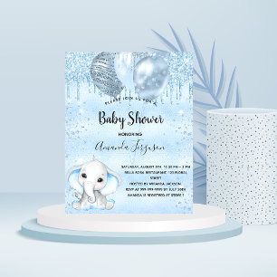 Papier Budget Baby shower bleu éléphant garçon invitation