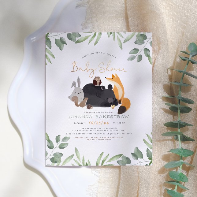 Papier Budget Baby shower des animaux d'aquarelle des boi (Créateur téléchargé)