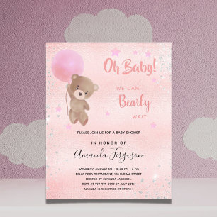 Papier Budget baby shower en peluche ours fille invitatio
